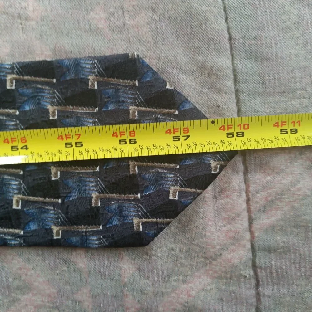 Vintage Barrington Silk Tie Mens Retro Abstract Geometric 3D Block Art Deco 58x4